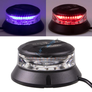 Robustný modro-červený LED maják, čierny hliník, 36W, ECE R10