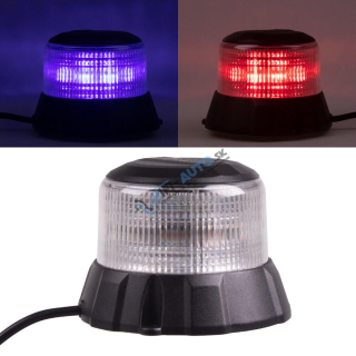 Robustný modro-červený LED maják, čierny hliník, 48W, ECE R10