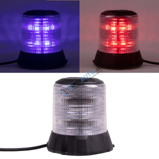 Robustný modro-červený LED maják, čierny hliník, 96W, ECE R10