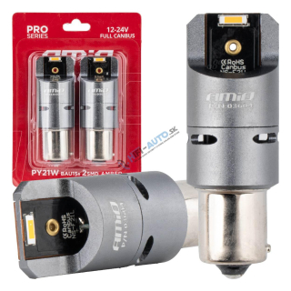 LED žiarovka FULL CANBUS PY21W 2x1860 SMD amber 12V 24V