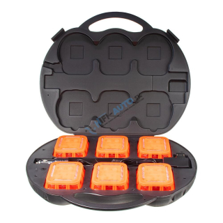 LED výstražné svetlo 16LED, oranžové, set 6ks