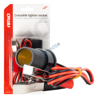 Adaptér do zásuvky zapaľovača cigariet s krokodílovým výstupom 12V 24V 100cm