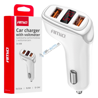 Autonabíjačka 2x USB-A + voltmeter 3,1A