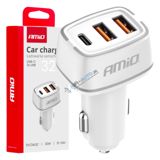 Autonabíjačka 2x USB-A + USB-C 32W