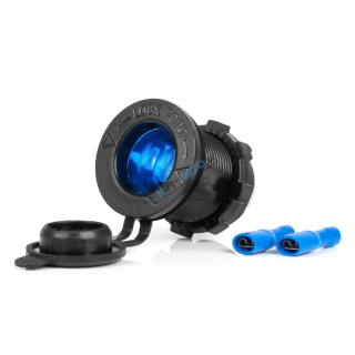 Vodotesná zásuvka na zapaľovač do auta s MODRÝM LED podsvietením 12/24V