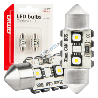 LED žiarovka CANBUS 12SMD Festoon C5W 3838 31mm White 12/24V