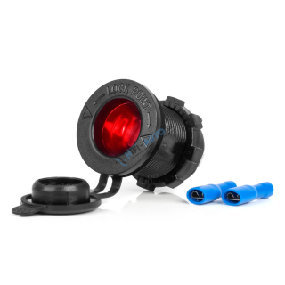 Vodotesná zásuvka na zapaľovač do auta s ČERVENÝM LED podsvietením 12/24V