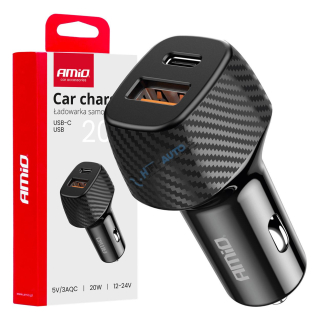 Nabíjačka do auta QC+PD 20W USB-A + USB-C 