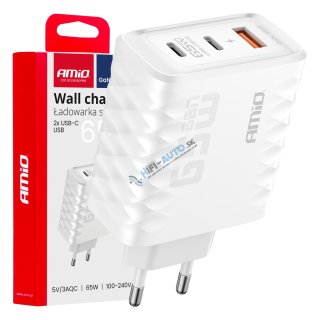 Sieťová nabíjačka Quick Charge 65W USB-A + 2xUSB-C 