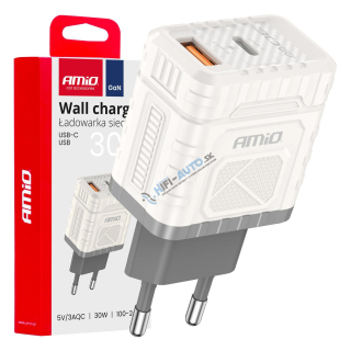 Sieťová nabíjačka Quick Charge GaN 30W USB-A + USB-C