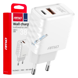 Sieťová nabíjačka Quick Charger GaN 38W USB-A + USB-C