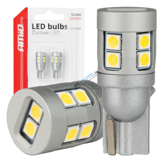 LED žiarovka CANBUS T10 W5W 12 SMD 3030 Biela 12V 24V