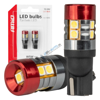 LED žiarovka CANBUS T10 W5W 9 SMD 3030 Bielé 12V 24V