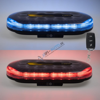 AKU LED rampa modrá/červená, 48xLED, magnet, 328mm, ECE R65 R10