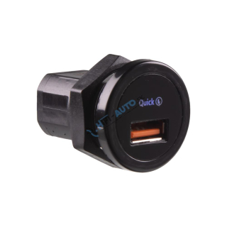 USB nabíjačka QC3.0 do panelu, guľatá, 12/24V