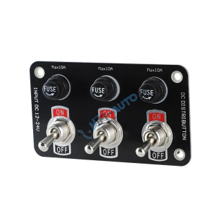 Panel s 3x spínačmi + 3x poistky, 12/24V