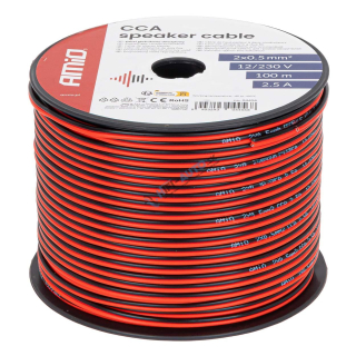 Dvojvodičový vodič reproduktora CCA 2x0.5mm2 100m 2.5A