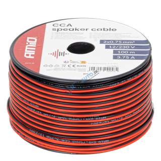 Dvojvodičový vodič reproduktora CCA 2x0.75mm2 100m 3.75A