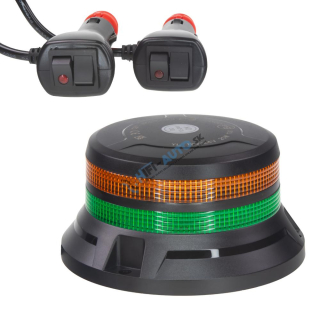LED maják, 12-24V, 48xLED zelený/oranžový, magnet, ECE R65