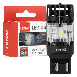 LED žiarovka LumiTec T20D 7443 W21/5W 12V FULL CANBUS biela