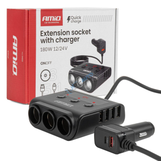 Rozdvojka do zásuvky zapaľovača s nabíjačkou 4xUSB