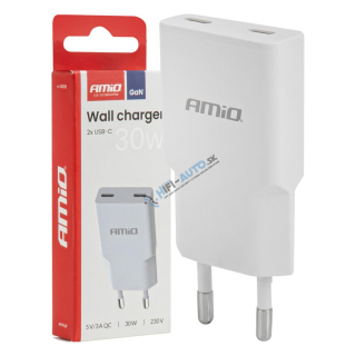 Sieťová nabíjačka 230V 30W GaN 2xUSB-C
