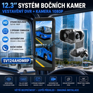 AHD kamerový set s monitorom 12,3", dvojitá kamera na ramene, DVR, pravá strana