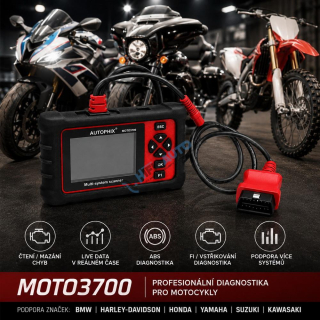 Motodiagnostika Autophix MOTO3700 OBDII pre BMW, Harley, Honda, Yamaha, Suzuki, Kawasaki
