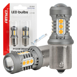 LED žiarovky STANDARD BAU15S PY21W 2x1860SMD 3030 15SMD Orange 12/24V