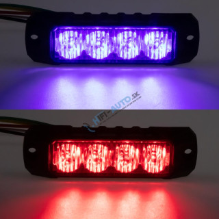 PROFI výstražné LED svetlo vonkajšie, červeno modré, 12-24V, ECE R65