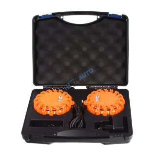 LED výstražné svetlo 16LED, oranžové, set 2ks