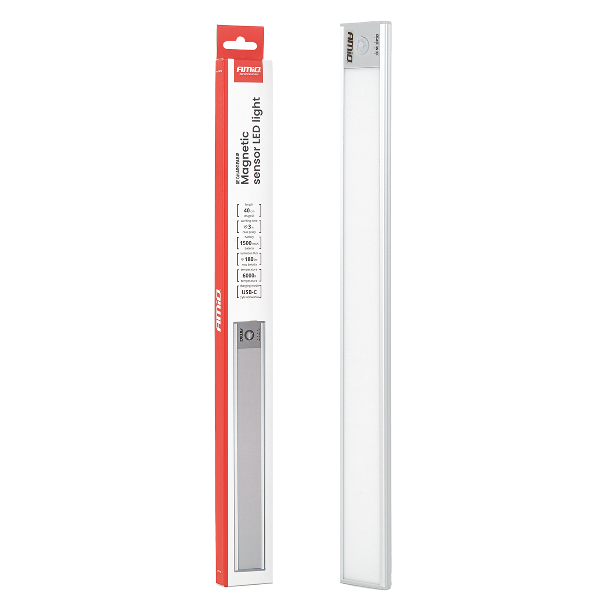 Bezdrôtová LED lampa s pohybovým senzorom 2W 1500mAh USB-C 40cm (BATT)